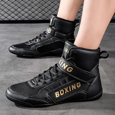 Professional Boxing Shoes Men's Women's Competition Training Wrestling Shoes Lightweight Non-Slip Fighting Shoes High Top Sports Fitness Weightlifting Taekwondo Shoes