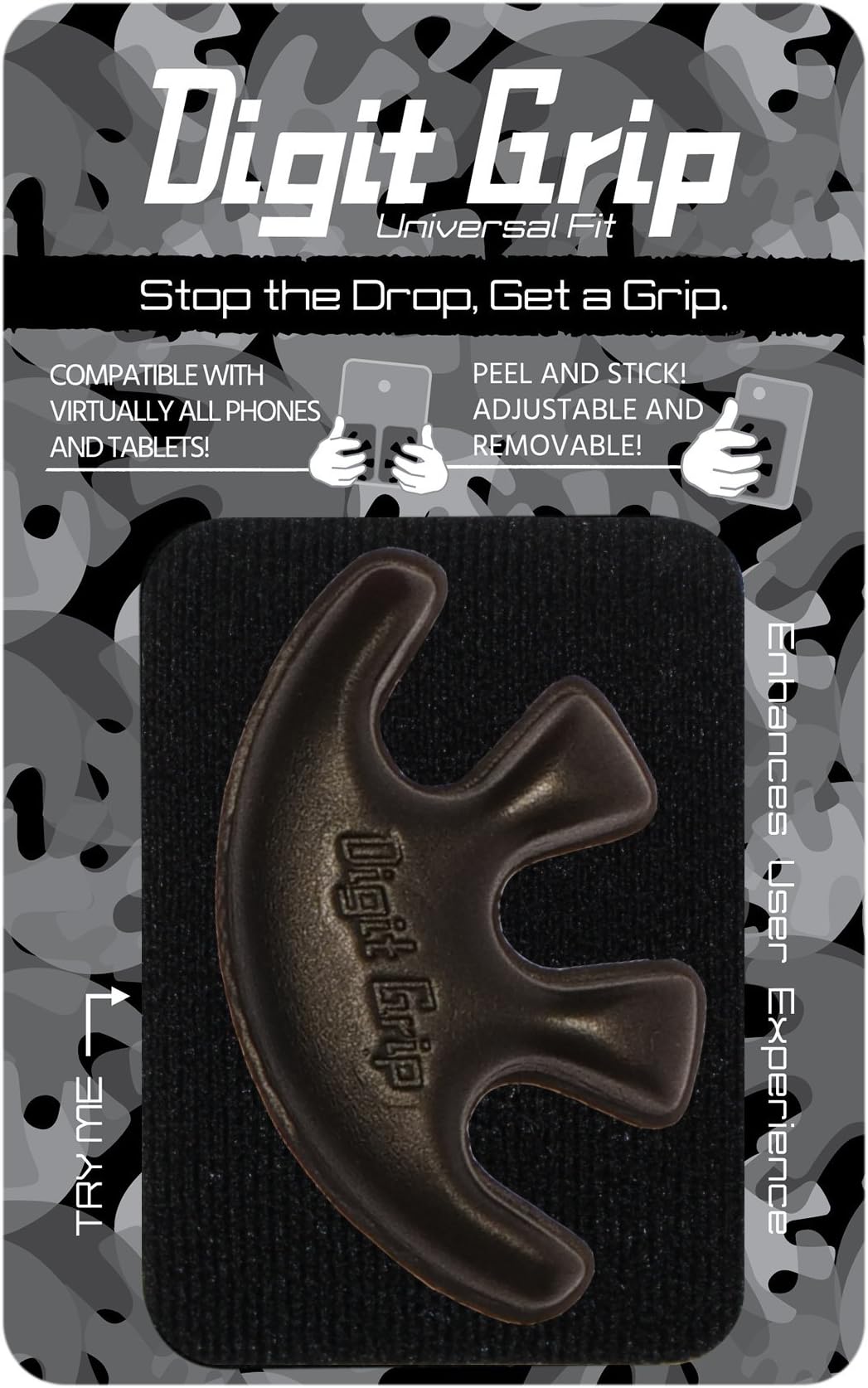 Digit Grip™ -Phone Grip -Cell Phone Holder for Hand-Ergonomic & Comfortable Phone Finger Holder -Cell Phone Grip for Most Smartphones, Phone Case, Tablets Accessory (Black) (Black)