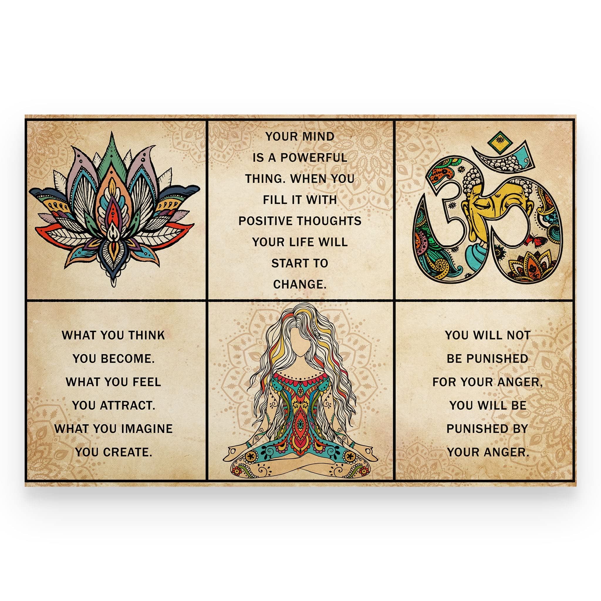 HOUVSSEN Yoga Girl Lost Mind Find Your Soul Meditation Poster Home Decor Metal Tin Sign 12x16inch