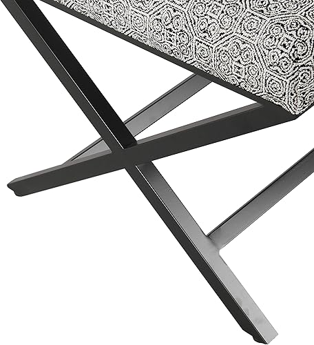 Miniatura 7 de Homepop Decoración del hogar  Otomana cuadrada moderna con base en X de metal  Otomana para sala de estar y dormitorio  Muebles decorativos para el