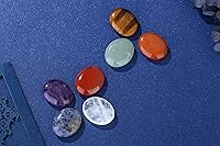 Vista 2 de LAIDANLA Juego de 7 piezas de cristales curativos ovalados de piedra de palma y amatista triturada a granel, piedras preciosas naturales pulidas