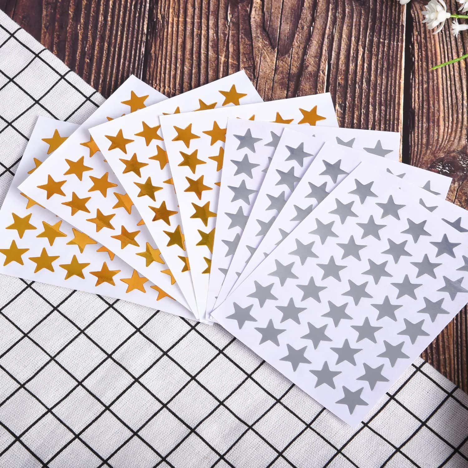 Asian108Markets Silver Star Stickers - 10 Sheets, 1400 Self-Adhesive Metallic Foil Reward Stickers For Kids & Teachers - View #7
