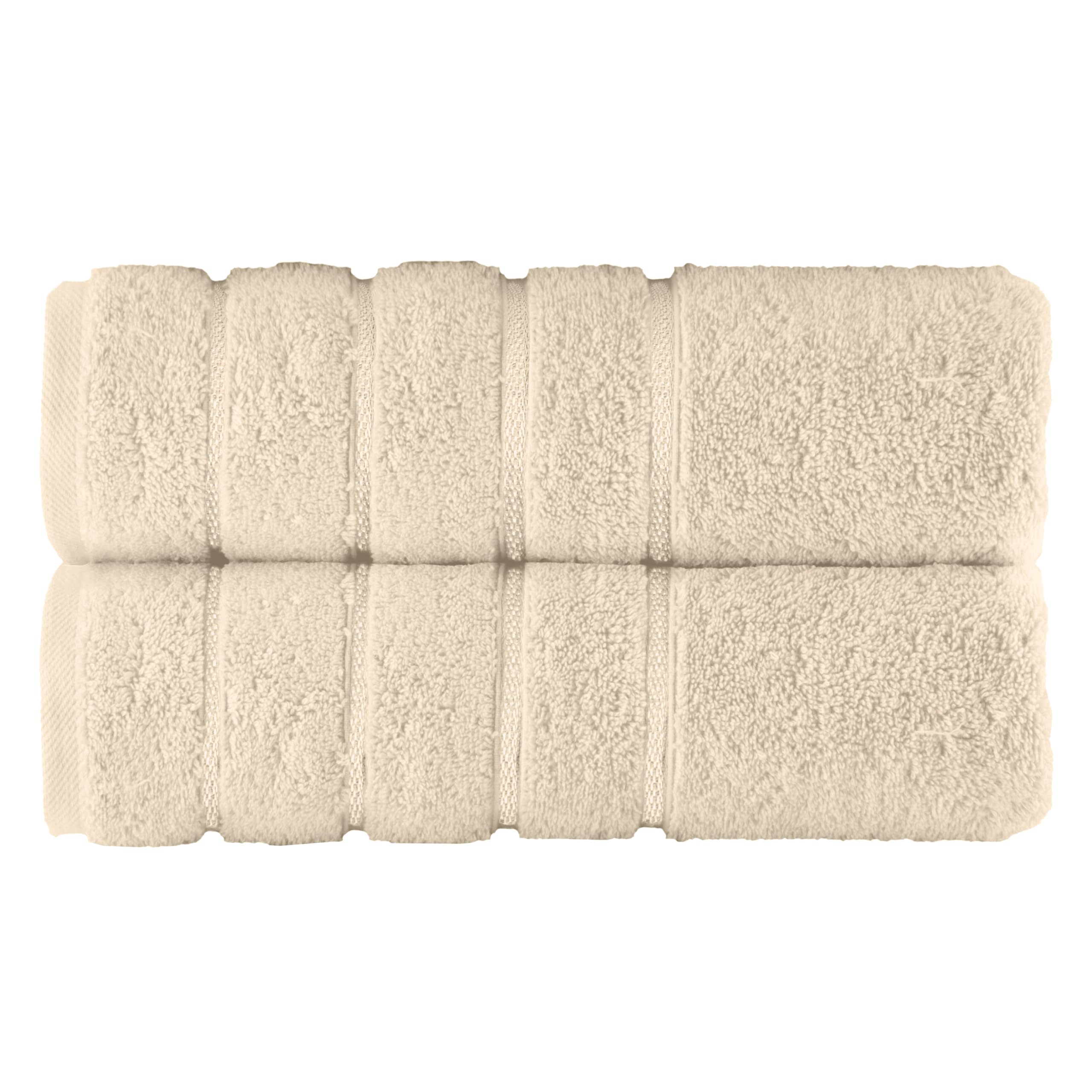 Elegant Comfort 100% Turkish Cotton 4 Lines Viscose Stripe Luxury 2 Pack Bath Towel Set 27 x 54 Inch - Super Soft and Highly Absorbent Premium Hotel Spa Quality Towels for Bathroom Use, Ivory