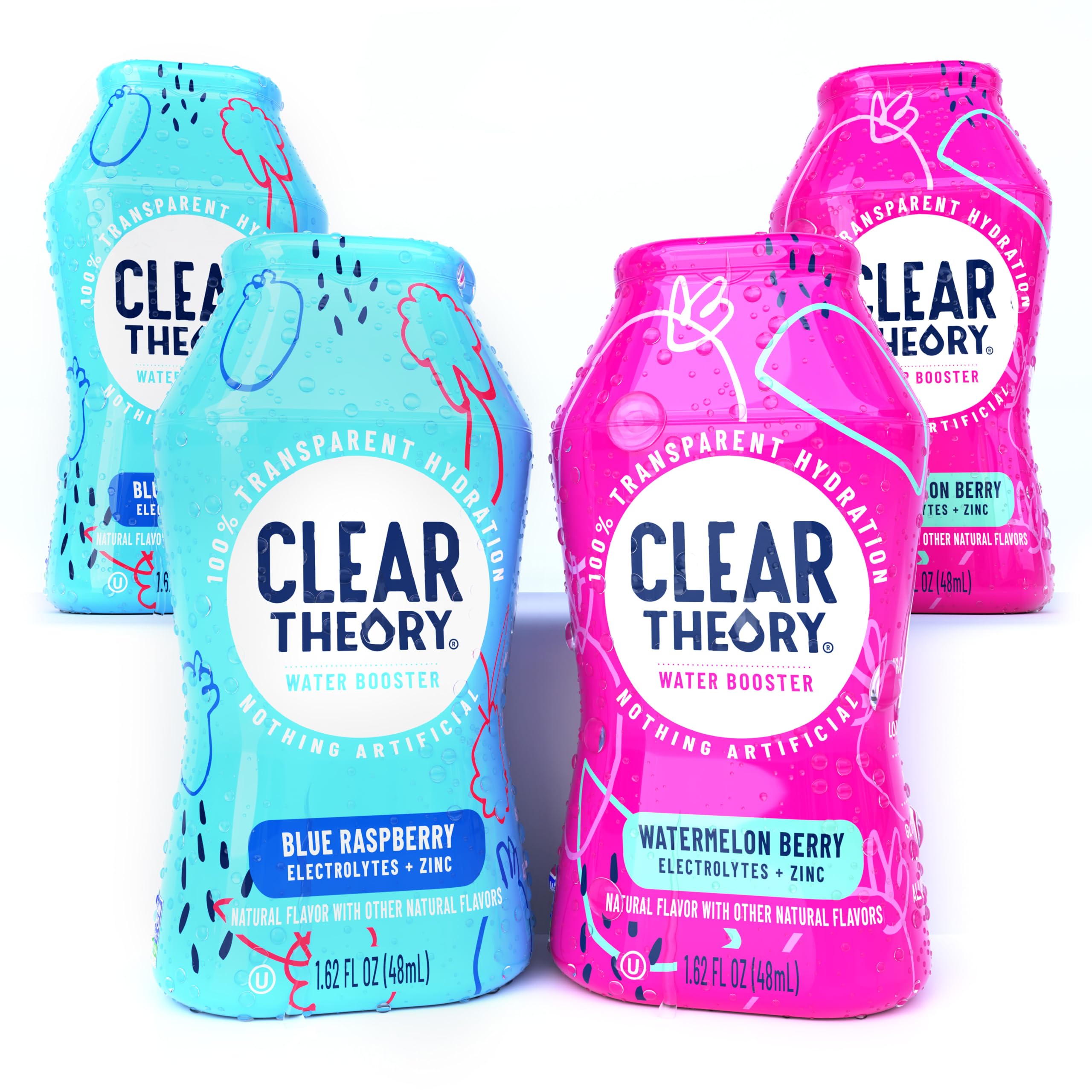 Clear Theory Water Flavoring Drops with Electrolytes, Water Enhancer Liquid Flavored Water Drink Mix, Hydration for Kids, Vegan, Gluten Free, Low