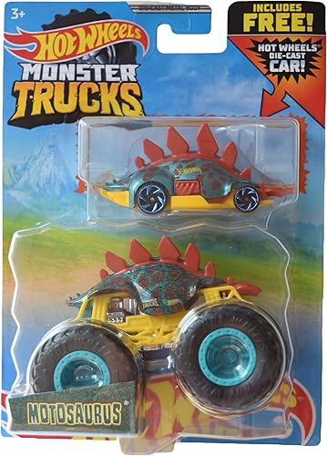 Hot Wheels Monster Trucks Motosaurus, Verde azulado escala 164 incluye fundición a presión