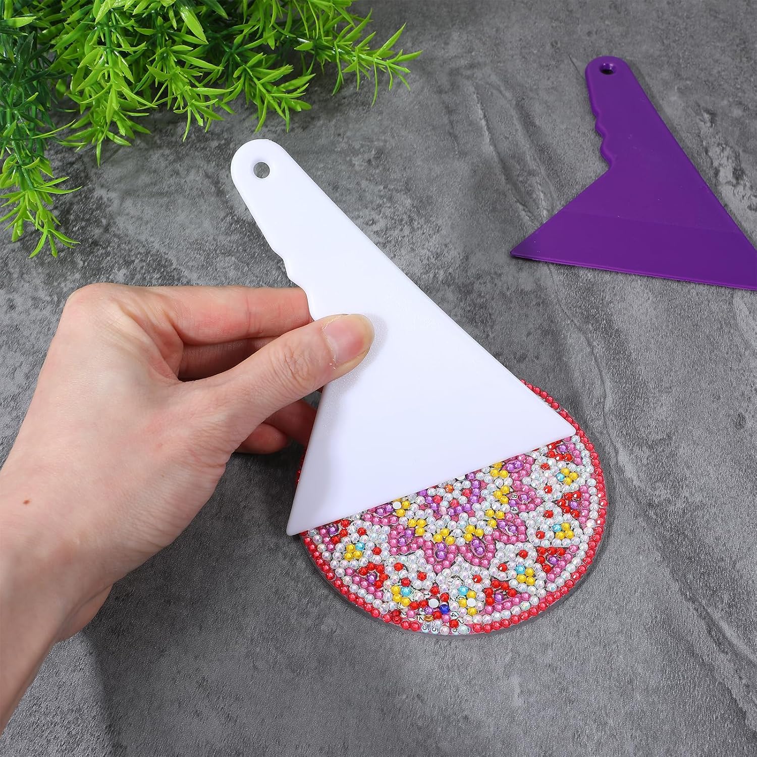 4Pcs Diamond Art Alignment Tools, Ymapinc Diamond Art Straightening Tool, Accessories Kit for DIY Diamonds & Repair Supplies Accessories (White, Purple)