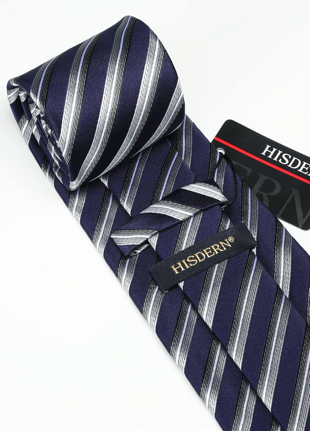 HISDERN Mens Ties Set Stripe Plaid Ties for Men and Pocket Square Cufflinks Formal Silk Necktie Wedding Business - Image 5