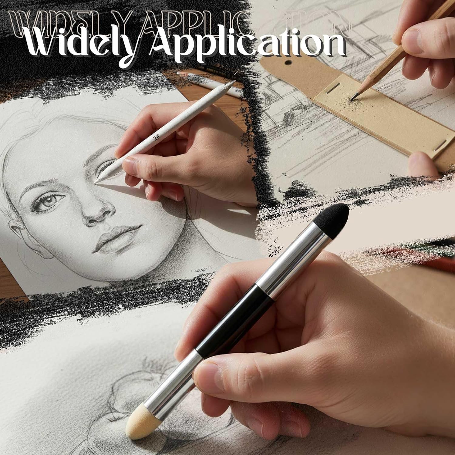 Fulmoon 90 Pcs Blending Stumps Tortillions Set Professional Drawing Tools Blending Sponge Pens Pencil Sharpener for Sketching, Charcoal Art Bulk Pack for Schools Artists