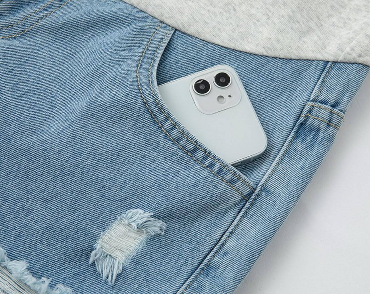 Pantaloncini di Jeans Premaman sopra la Pancia Gravidanza Denim Shorts, Strappato Pantaloncini di Jeans, Regolabile Cura Elastica Pancia Lounge Jeans Shorts Pantaloni