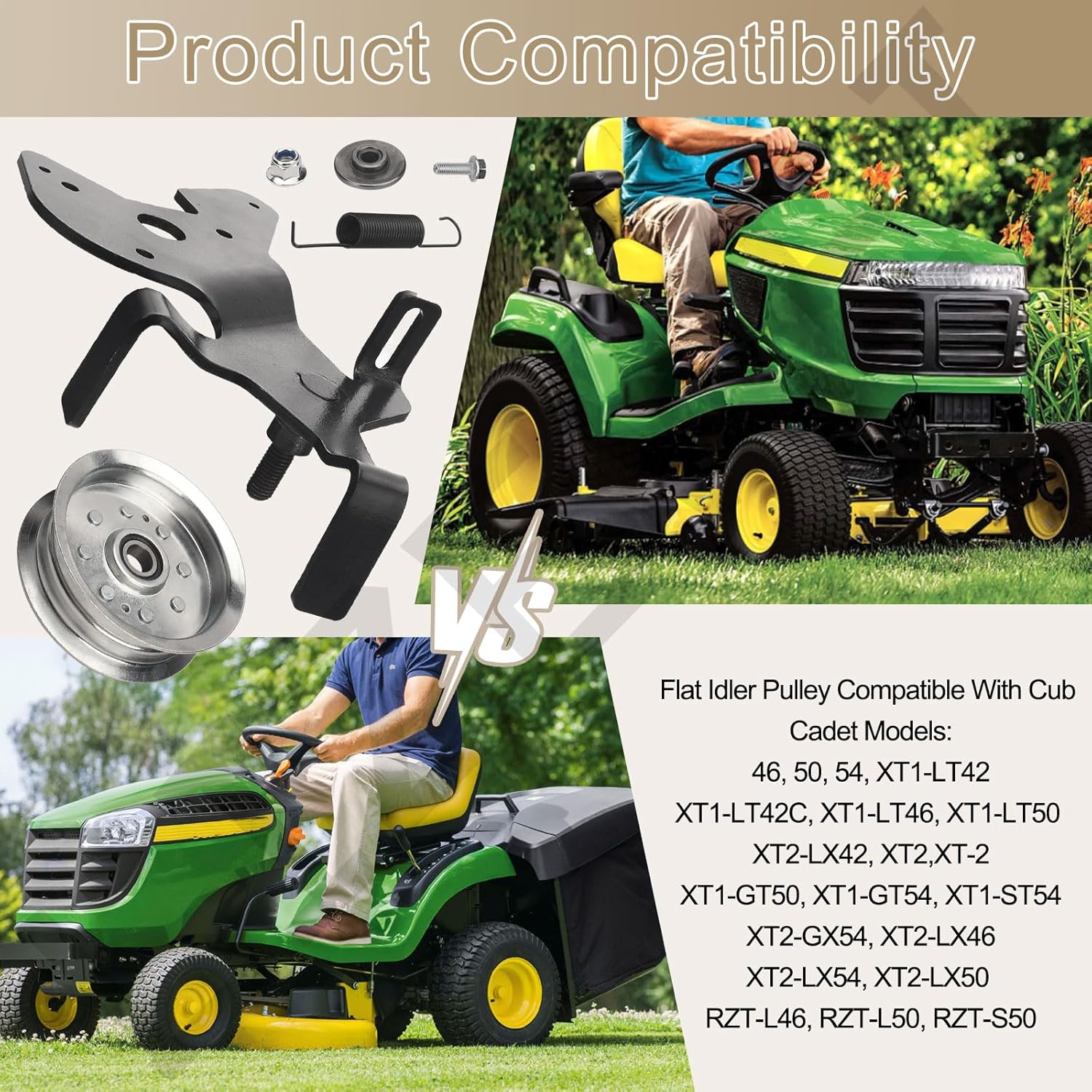 GY20986 Deck Drive Belt Idler Arm Plate Kit with 756-05034A Flat Idler Pulley Compatible with J-OHN Deere Lawn Tractors GY20986BLE GY20760BLE GY20629 34-109 280-242