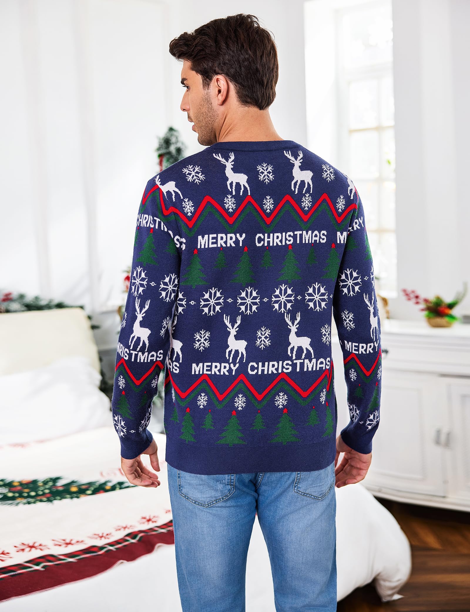 Gyabnw Maglione Natalizio Uomo Girocollo Maniche Lunghe | Pullover caldo in maglia, design natalizio, per inverno, feste, famiglia e tempo libero