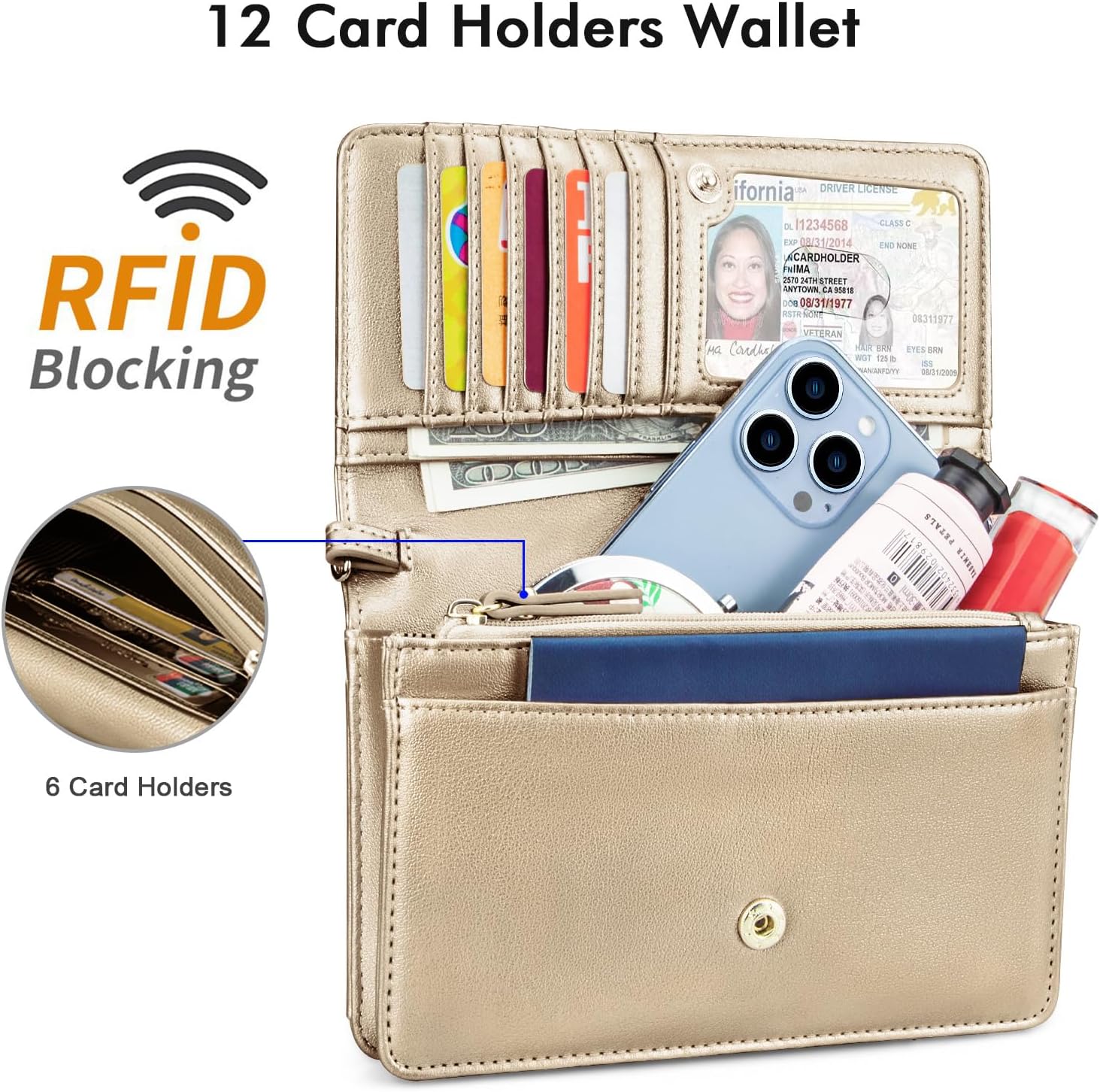 nuoku Crossbody Bag for Women Cellphone Little Purse with Credit Card Slots Lightweight Leather Wristlet Wallet | Cellphone, Little Purse, Lightweight - Image 4