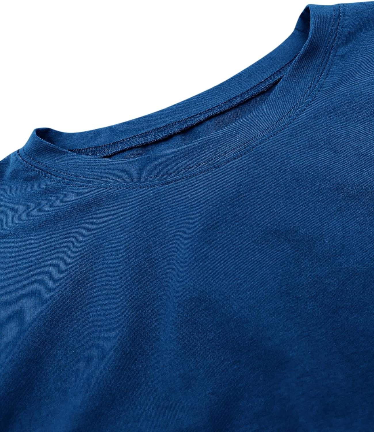 Sunborui Men's Boxy Raw Cut Tee Short Sleeve Round Neck T Shirts Casual Basic Tops - Image 4