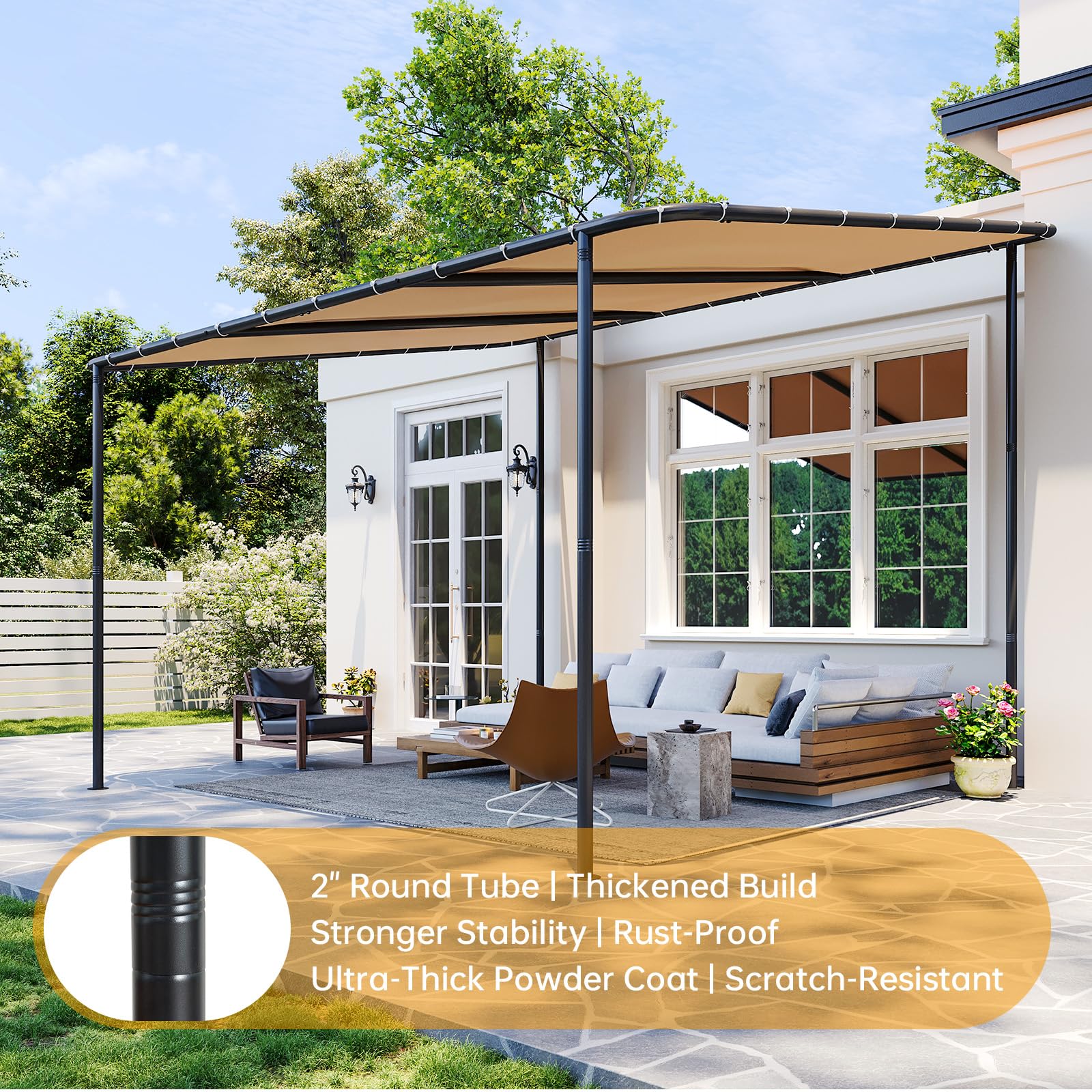 Breezestival 10x12 Lean to Pergola Outdoor Gazebo with Water Resistant & UV-Resi — product photo