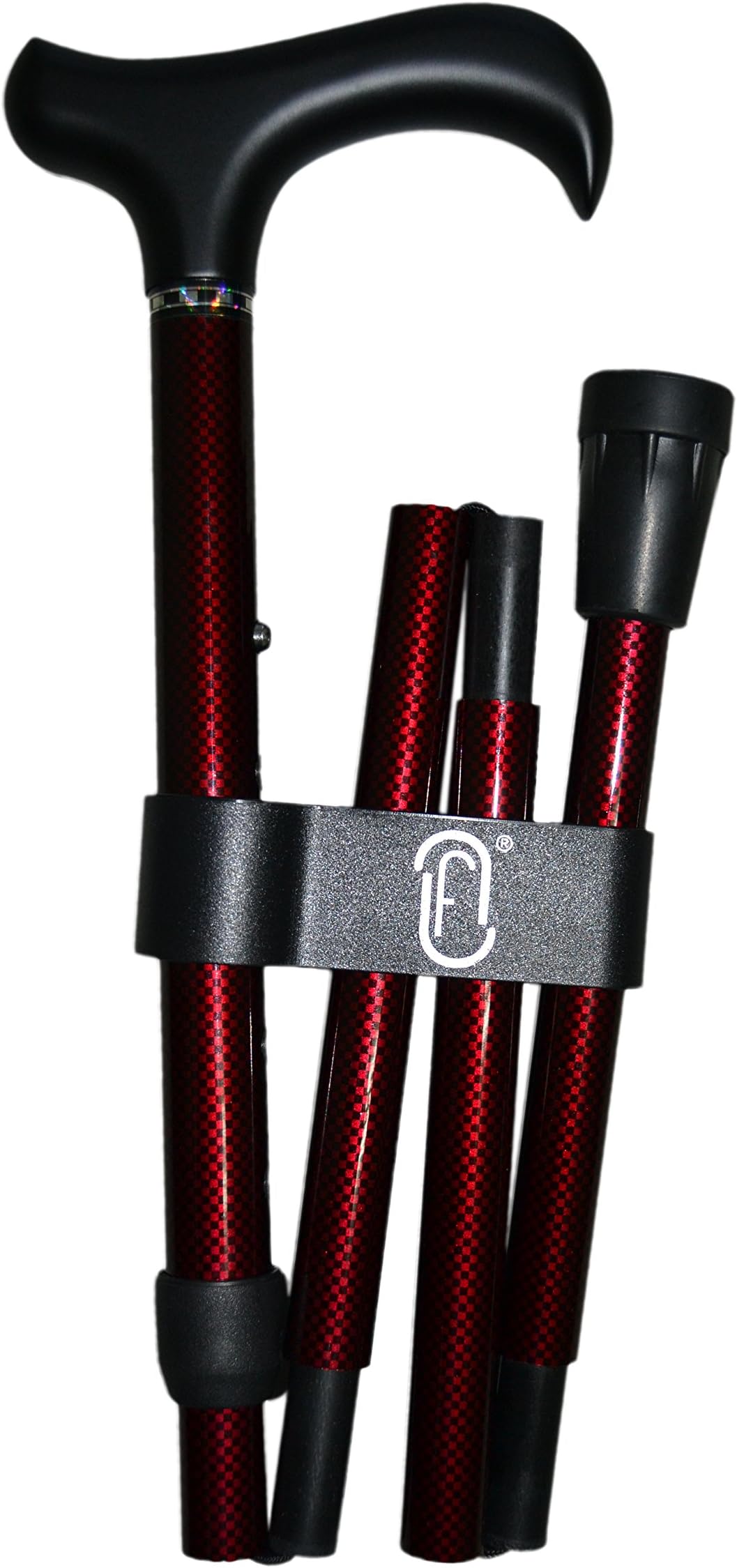 Finna 41252 A Folding Walking Stick and Carbon Fibre Adjustable Burgundy, Burgundy