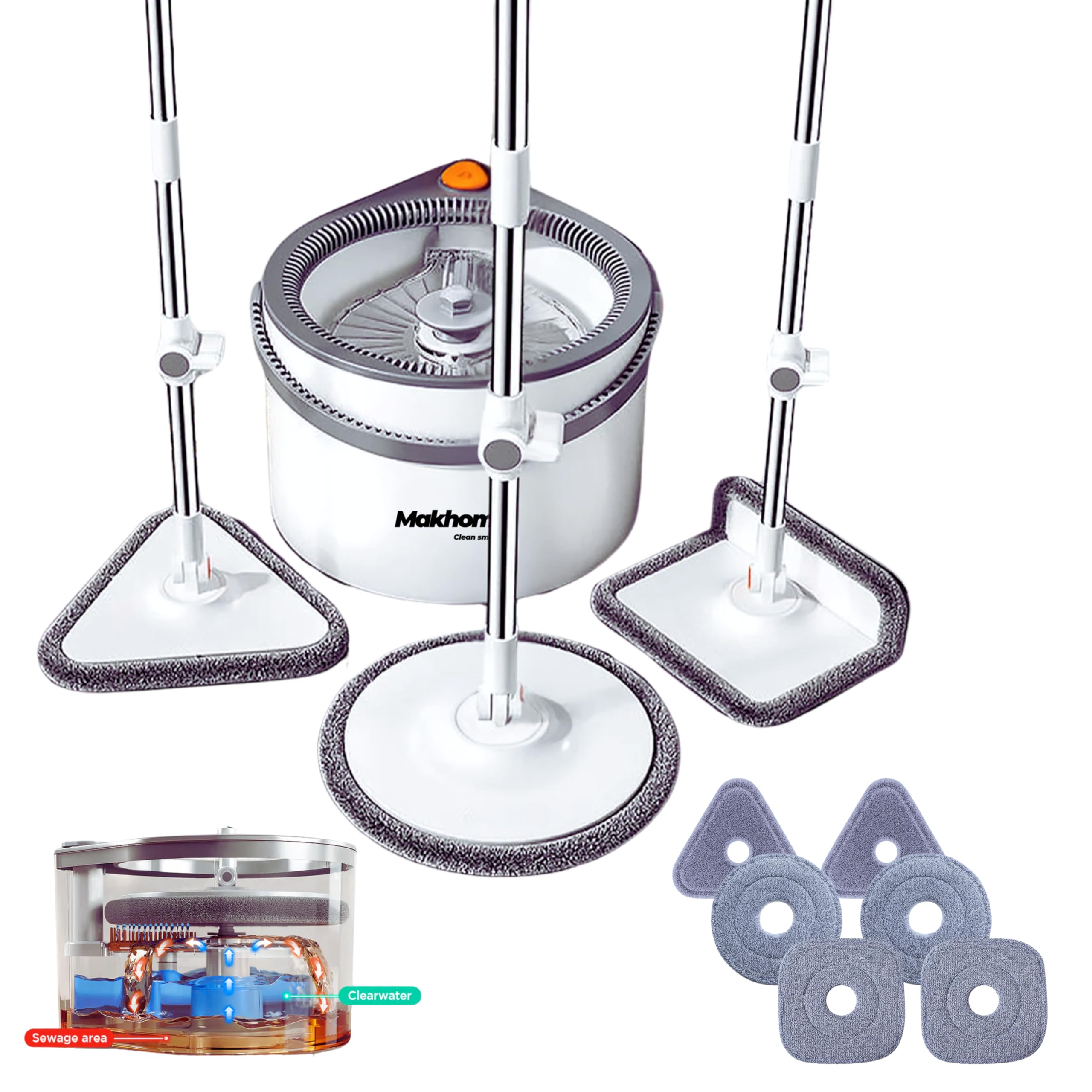 Drop Spin Mop 5 en 1 balai magique microfibre seau essoreur rotatif carrelage et parquet