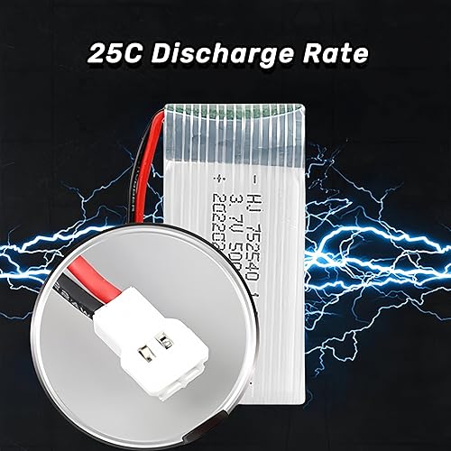 Miniatura 6 de 2 unids 3.7 V 500 mAh 25C 752040 batería recargable Lipo con cargador USB para Syma X5C cheerson CX30 skytech M68 BBS 868 Quadcopter RC Drone piezas