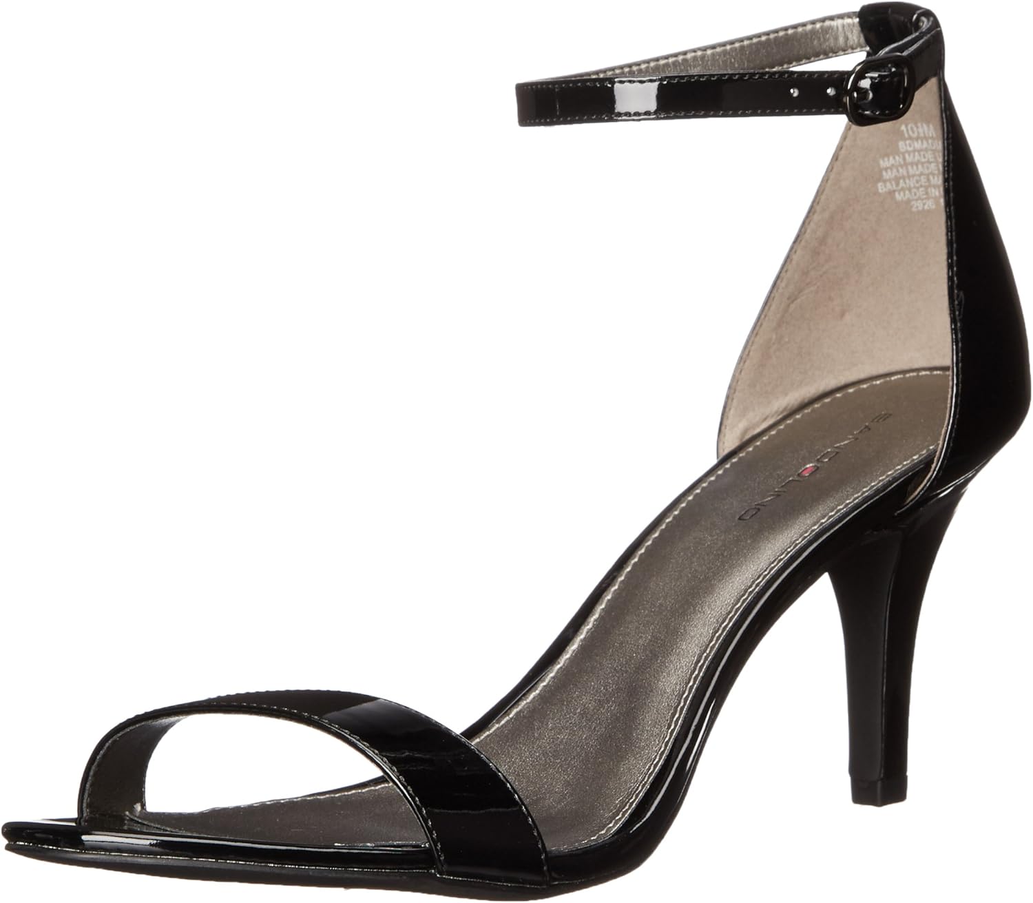Bandolino Women's Madia Heeled Sandal, Black Patent, 11