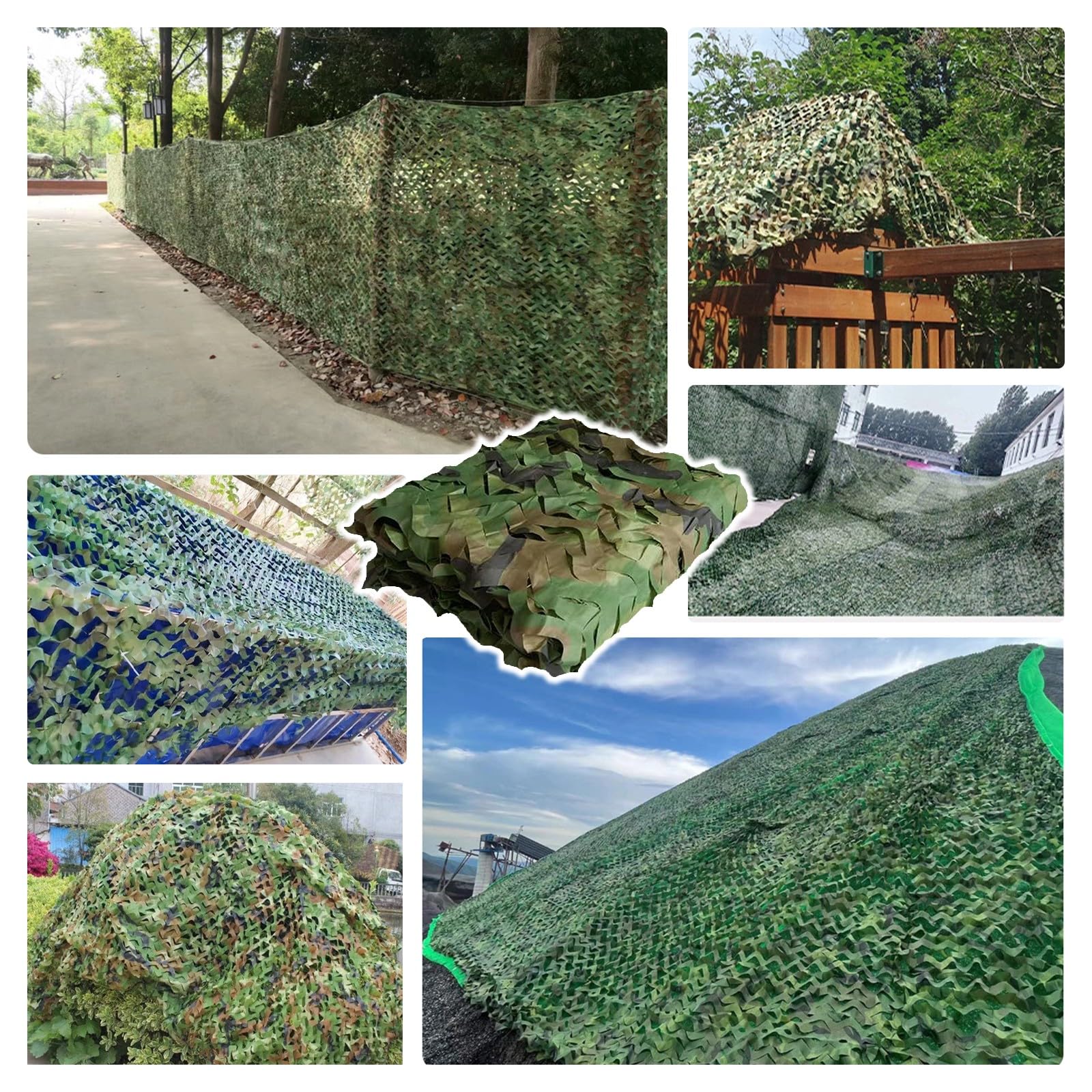 Red de Camuflaje de Jungla 8x10m Red de Camuflaje Militar Red de Sombra Exterior Protección Solar para Jardines Cubrir Vehículos Caza Decoraciones con Temática de Paisaje Forestal
