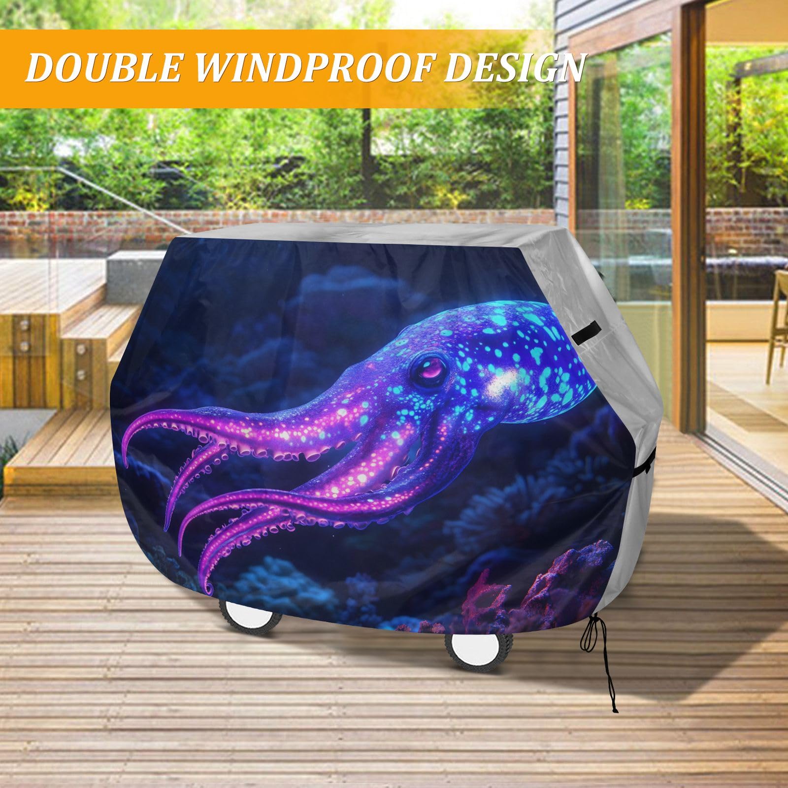 Copertura impermeabile resistente per barbecue, colore viola calamari