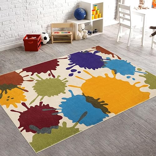 STARUIA Alfombra artística para dormitorio, 4 x 6 pies, lavable a máquina, alfombra para niños para sala de juegos, alfombra de área de arco iris