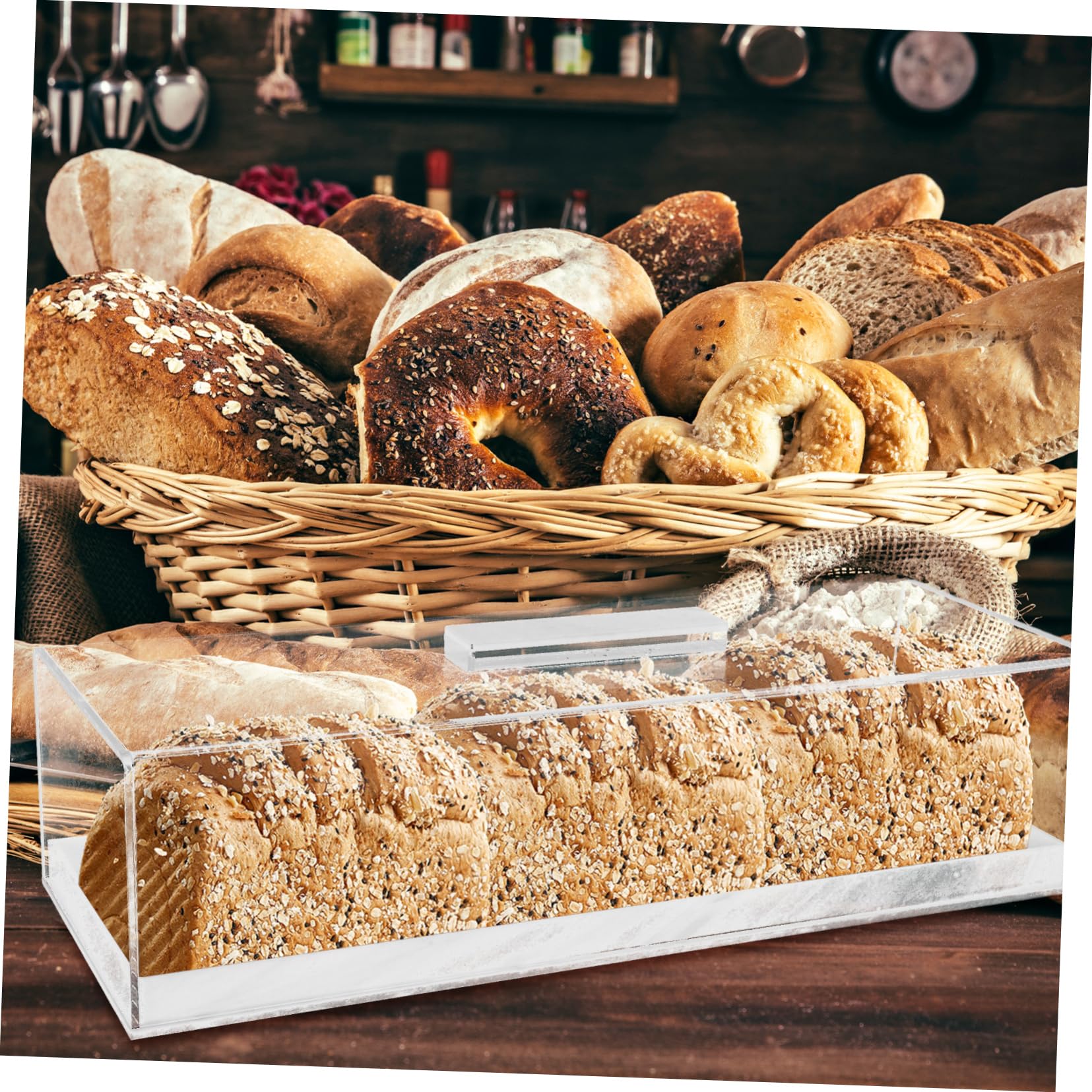 Plat à Gâteaux Rectangulaire en Acrylique avec Couvercle Transparent | 1 Ensemble, Non Hermétique, Réutilisable, pour Réceptions Formelles et Service sur Table à Manger Moderne