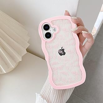 QLTYPRI for iPhone 17 Case, Cute Curly Wave Frame Clear Case for Girls Women, Flower Clear TPU Bumper Slim Soft Silicone Shockproof Protective Phone Cover for iPhone 17 - Pink Floral