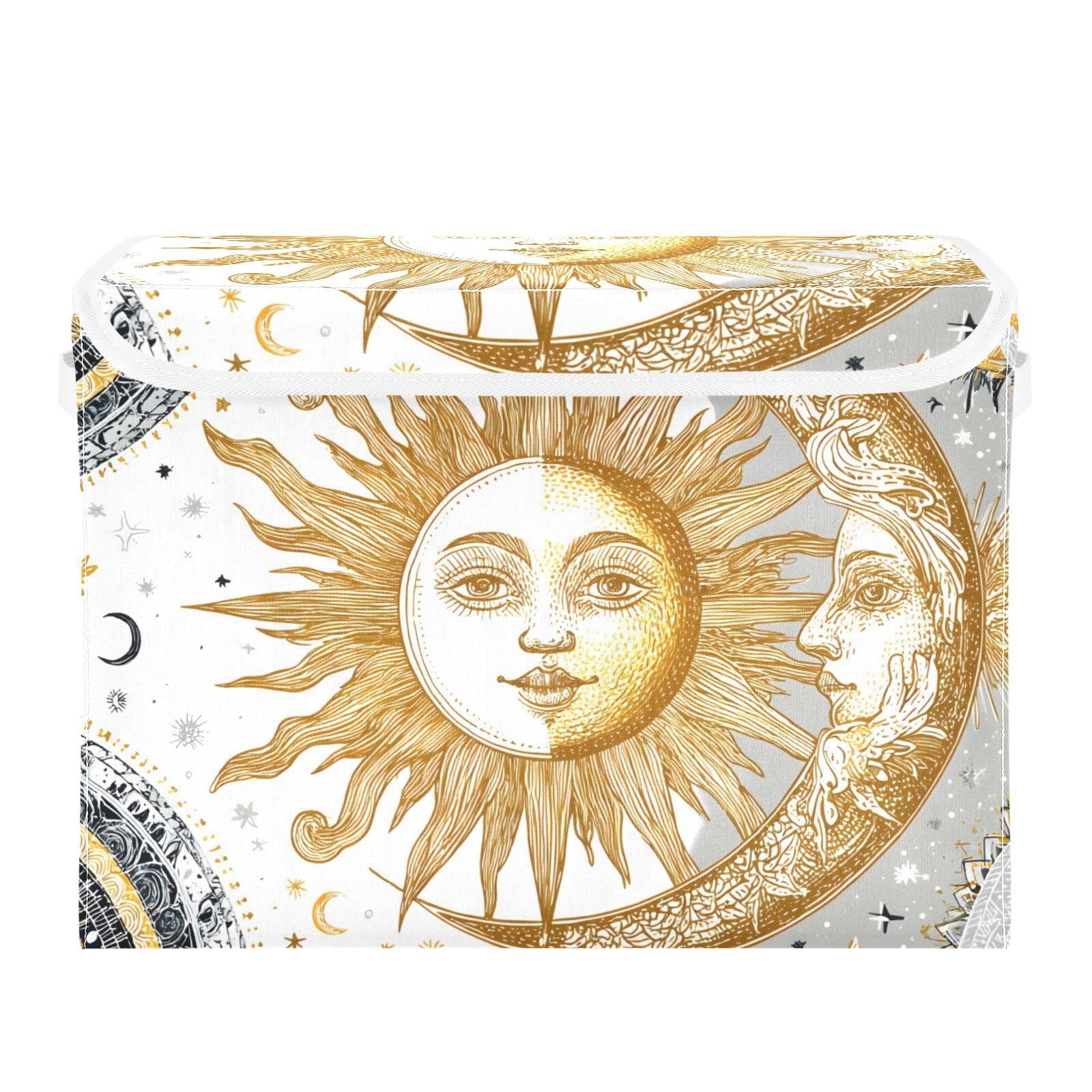 Bacs de rangement pliables soleil et lune pour organiser la chambre à coucher