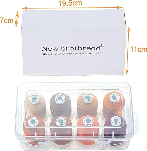 Miniatura 24 de New brothread - 18 opciones - Hilo multiusos de algodón 100% mercerizado 50S/3 600M cada carrete para acolchado, serger, coser y bordar - 8 x blanco
