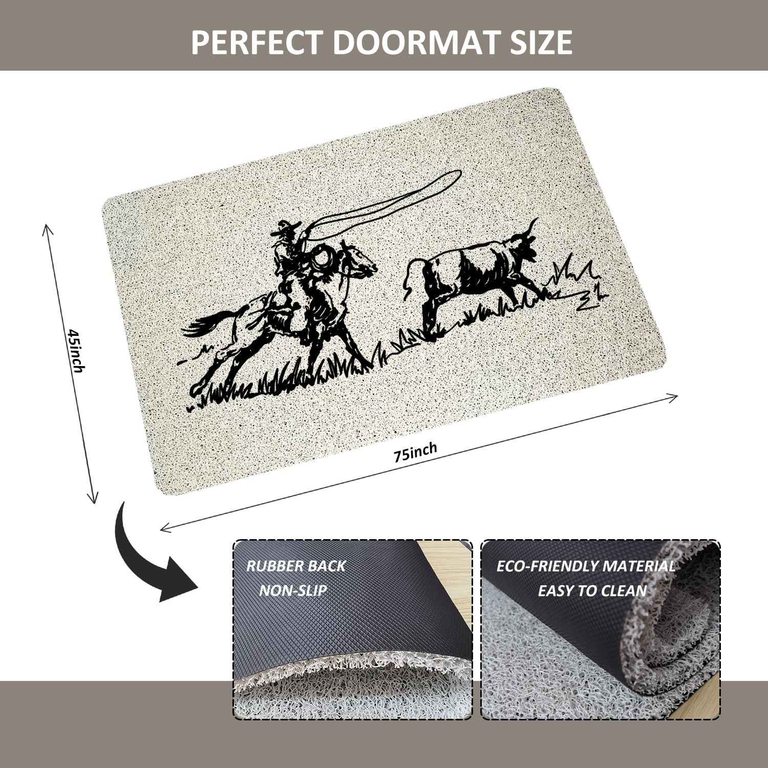 Western Door Mat,Cowboy Retro Front Door Mat Indoor Outdoor Entrance,Western Cowboy Decor,17"X30" （Nylon） Doormat…