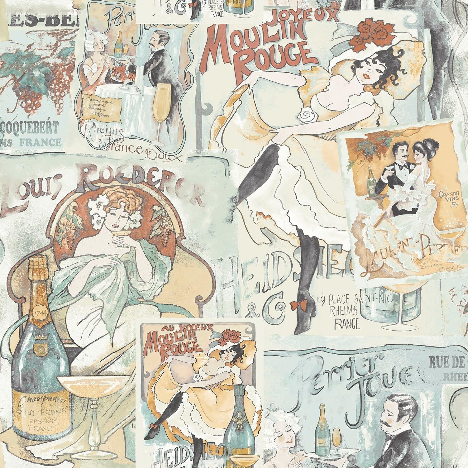Galerie Wallcoverings Memories 2 G56116 Moulin Rouge French Wallpaper