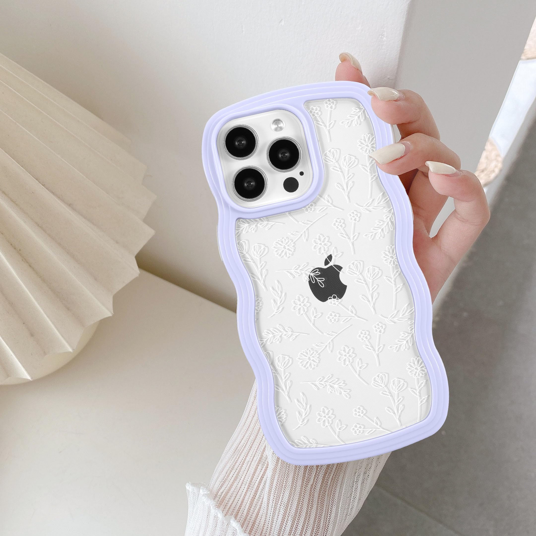 QLTYPRI Compatible with iPhone 16 Case, Cute Curly Wave Frame Clear Case for Girls Women, Transparent Soft Silicone TPU Bumper Shockproof Protective Cover for iPhone 16 - Pink — view 22