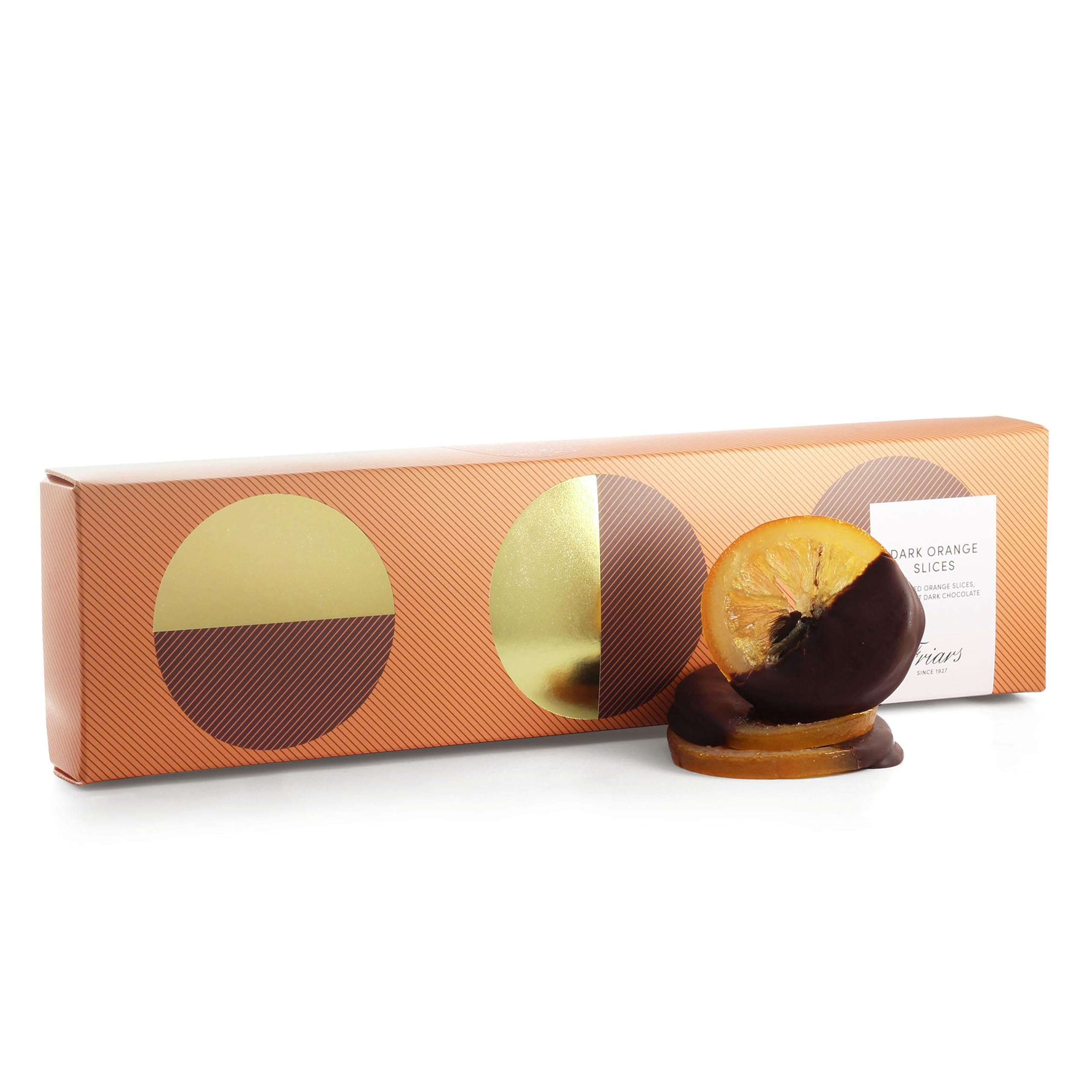 Friars 15 Chocolate Coated Orange Slices - 270G Pack | Sliced Candied Orange in Dark Belgium Choc | Premium After Dinner Treats For Special Occasions & Gifts | Suitable for Vegetarians