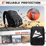 RAINSMORE Sac pour caméra Sac pour SLR/DSLR/Sacs sans miroir pour photographes 15.6 Inch Étanche à l'eau Sac à dos de photographie tactique avec couverture de pluie & Porte trépied, noir