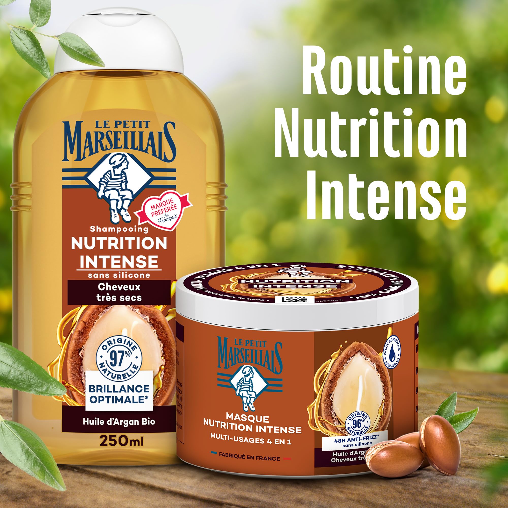 Le Petit Marseillais – Masque 4 en 1 Nutrition Intense Huile d'Argan Bio (pot de 370 ml) – Masque capillaire pour cheveux très secs – Soin cheveux sans silicone 96% d'origine naturelle