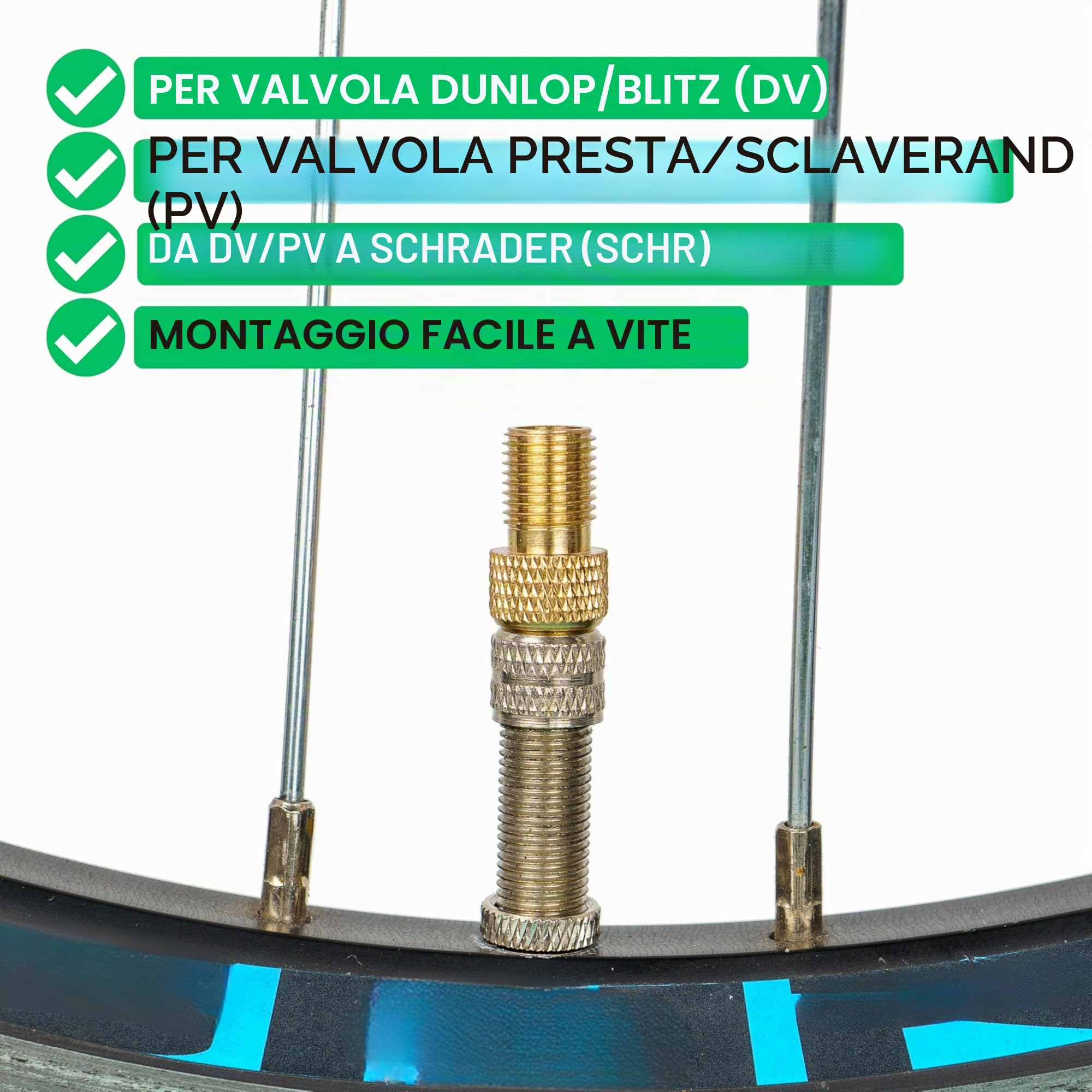 Adattatore valvola per bicicletta 4 pezzi per valvola flash Presta auto DV SV AV pompa aria pavimento mano tubo