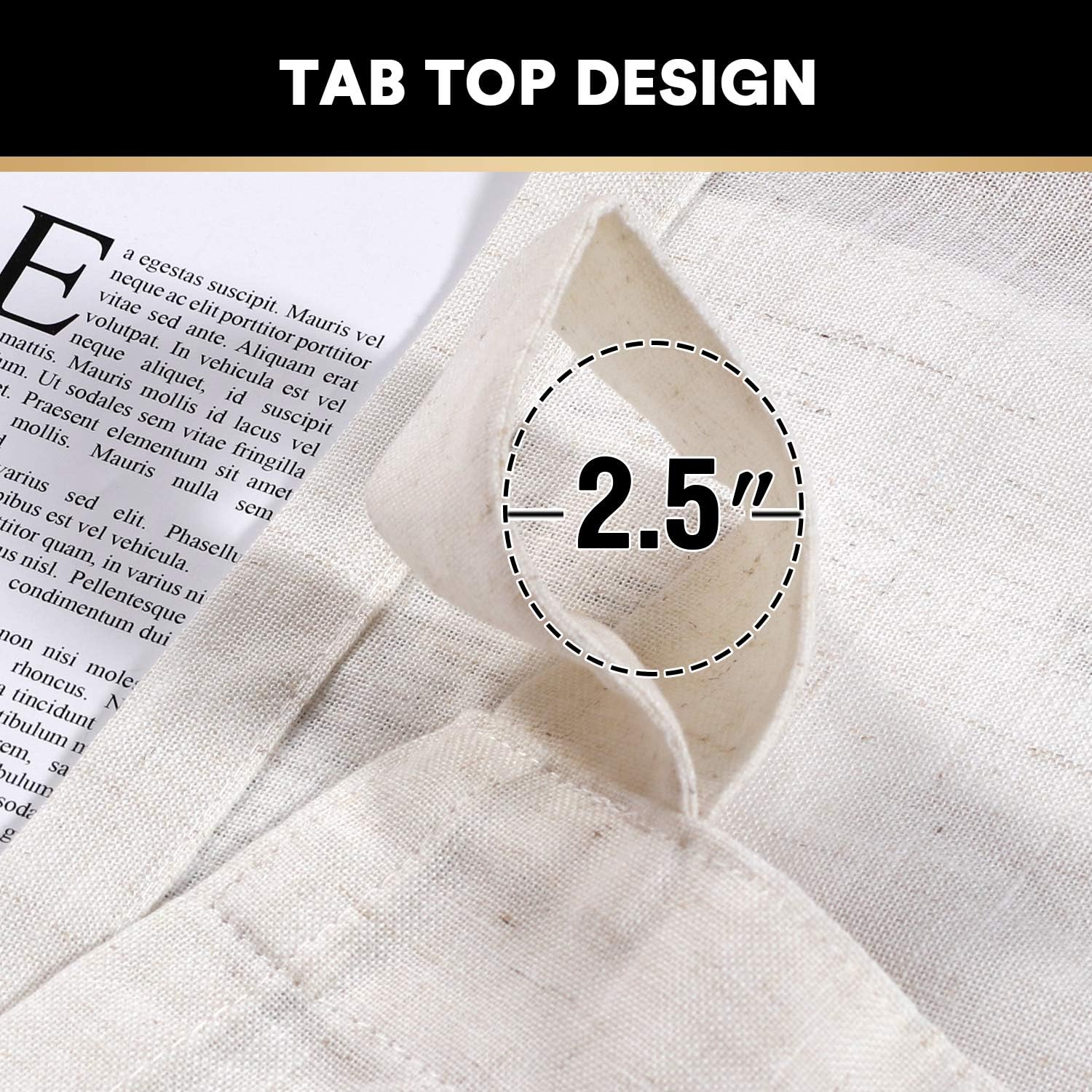 PrinceDeco Natural Linen Blended Curtains Tab Top Linen Curtains for Living Room Home Decor Soft Rich Material Semi Sheer Light Filtering Bedroom Drape Panels, Set of 2, 52 x 84 -Inch