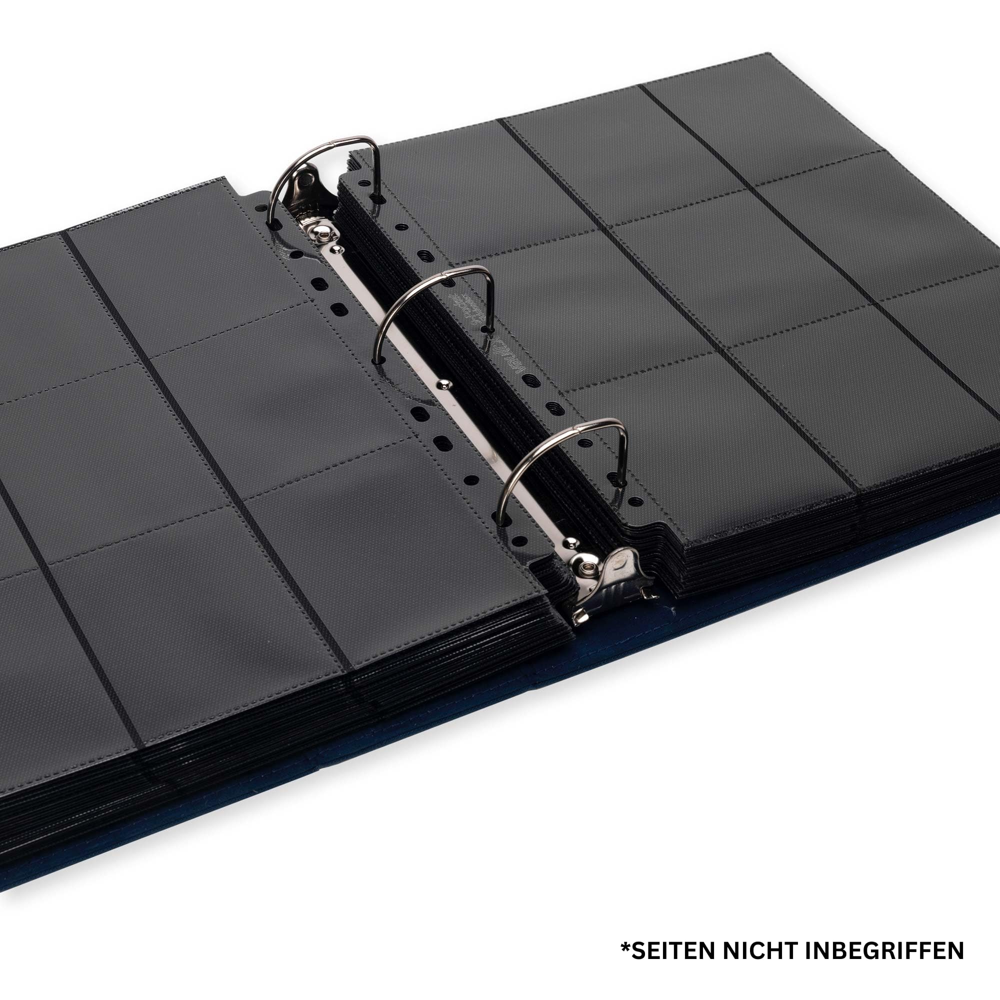 Vault X 3-Ring-Trading-Kartenordner, passend für 9-Taschen-Seiten, 900 Karten, Exo-Tec-Material, Leicht zu Öffnen, D-Ring-Klemmordner für Sammelkartenspiele, Sportkarten, TCG (Blau, Groß)