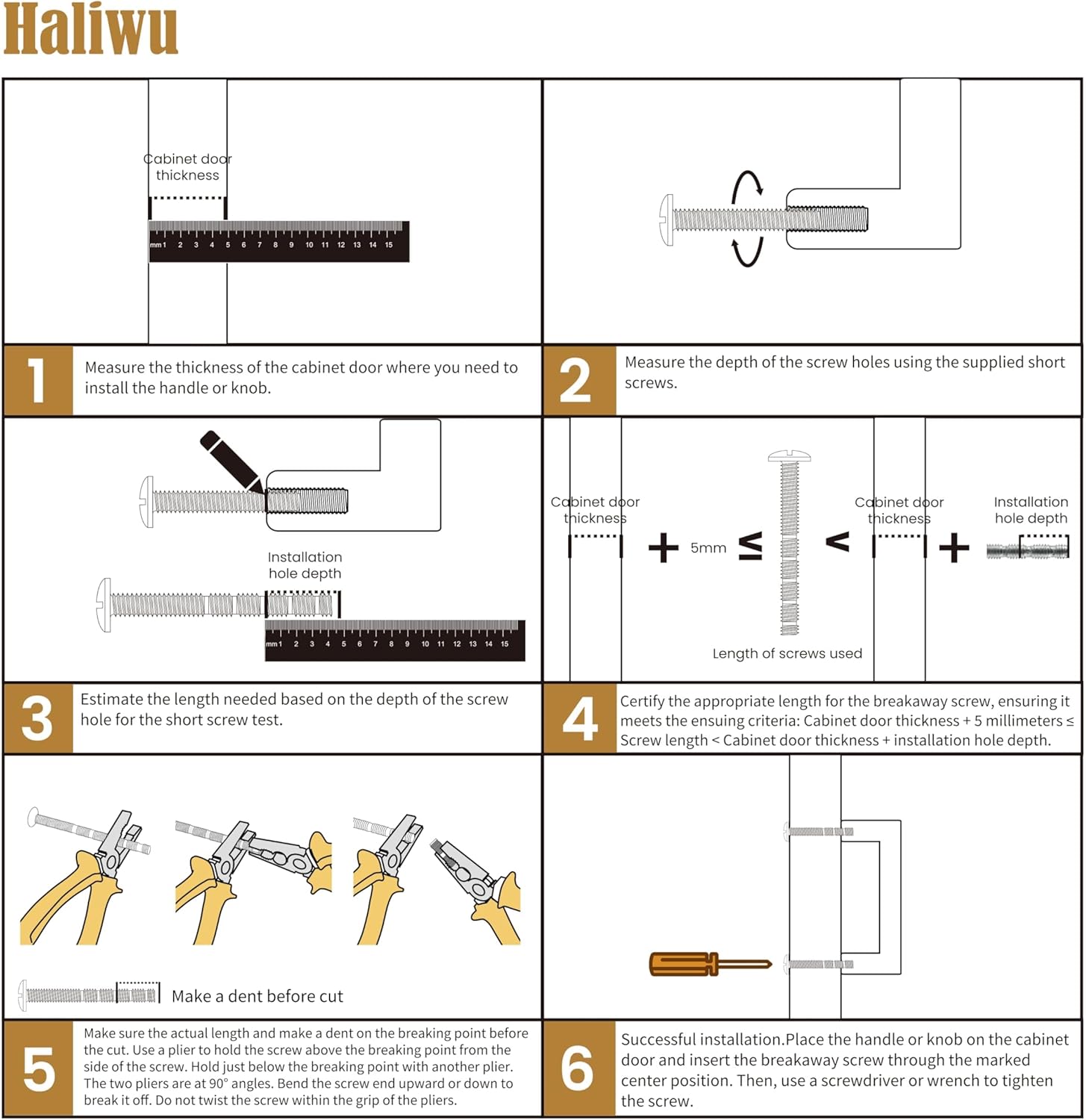 Haliwu 25 Pack 2 Inch Black and Gold Cabinet Knobs Matte Black T-bar Knobs Single Hole Hardware for Dresser and Drawer Kitchen Cupboard