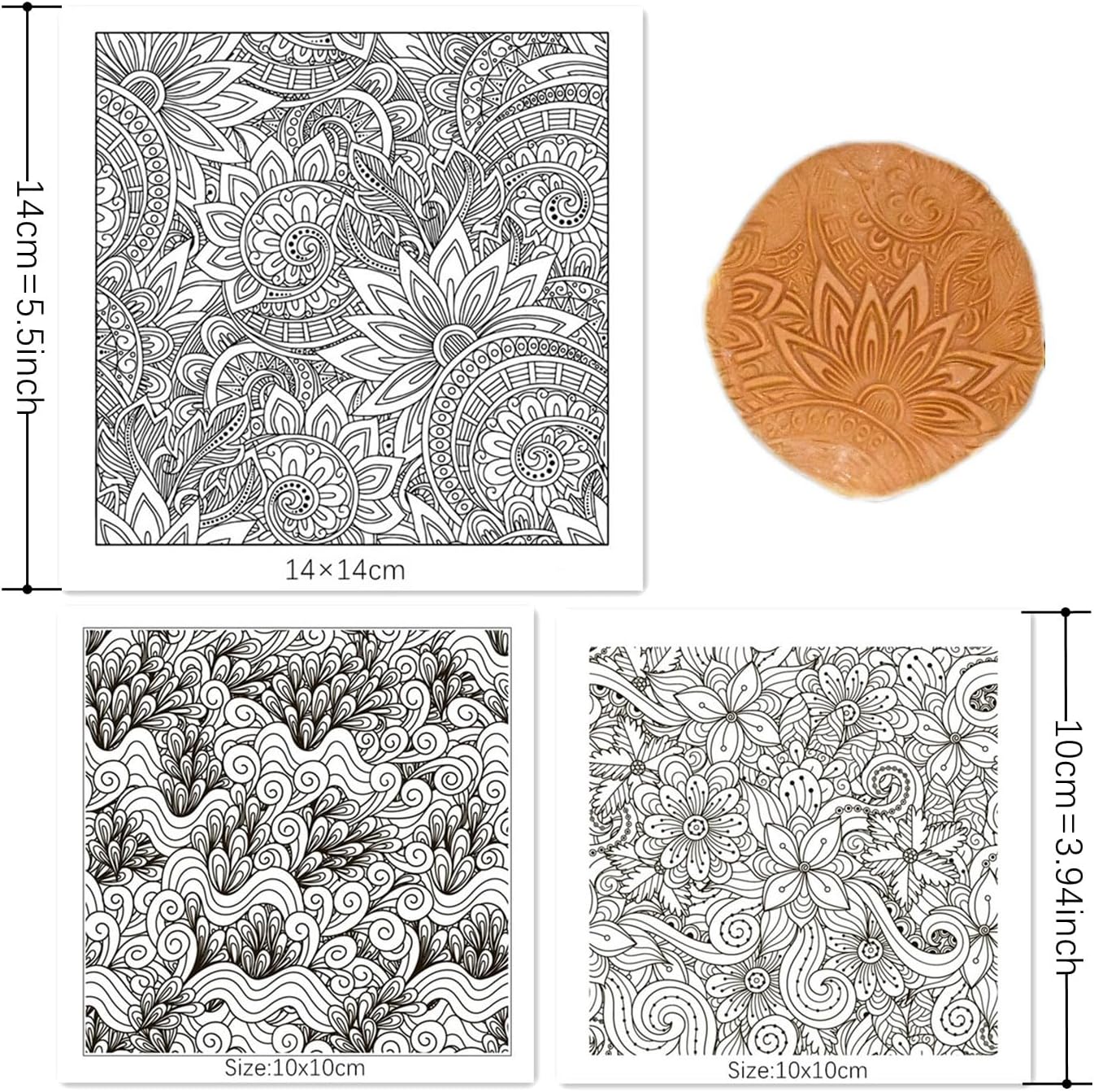 Premium Silicone Texture Stamp Sheets for Polymer Clay Jewelry and Clay Earrings - Set of 3 Floral and Unique Patterns - Easy to Use and Clean (Group 1)