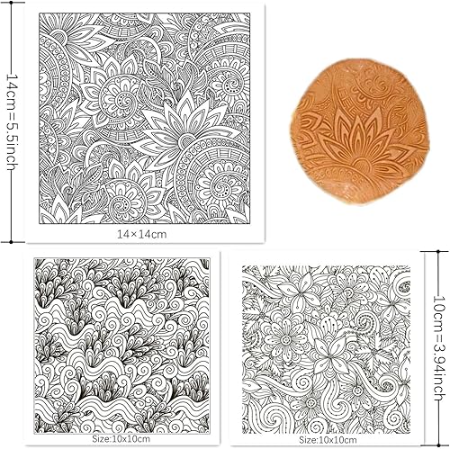 Miniatura 3 de Hojas de sello de textura de silicona prémium para joyas de arcilla polimérica y aretes de arcilla, juego de 3 patrones florales y únicos, fácil