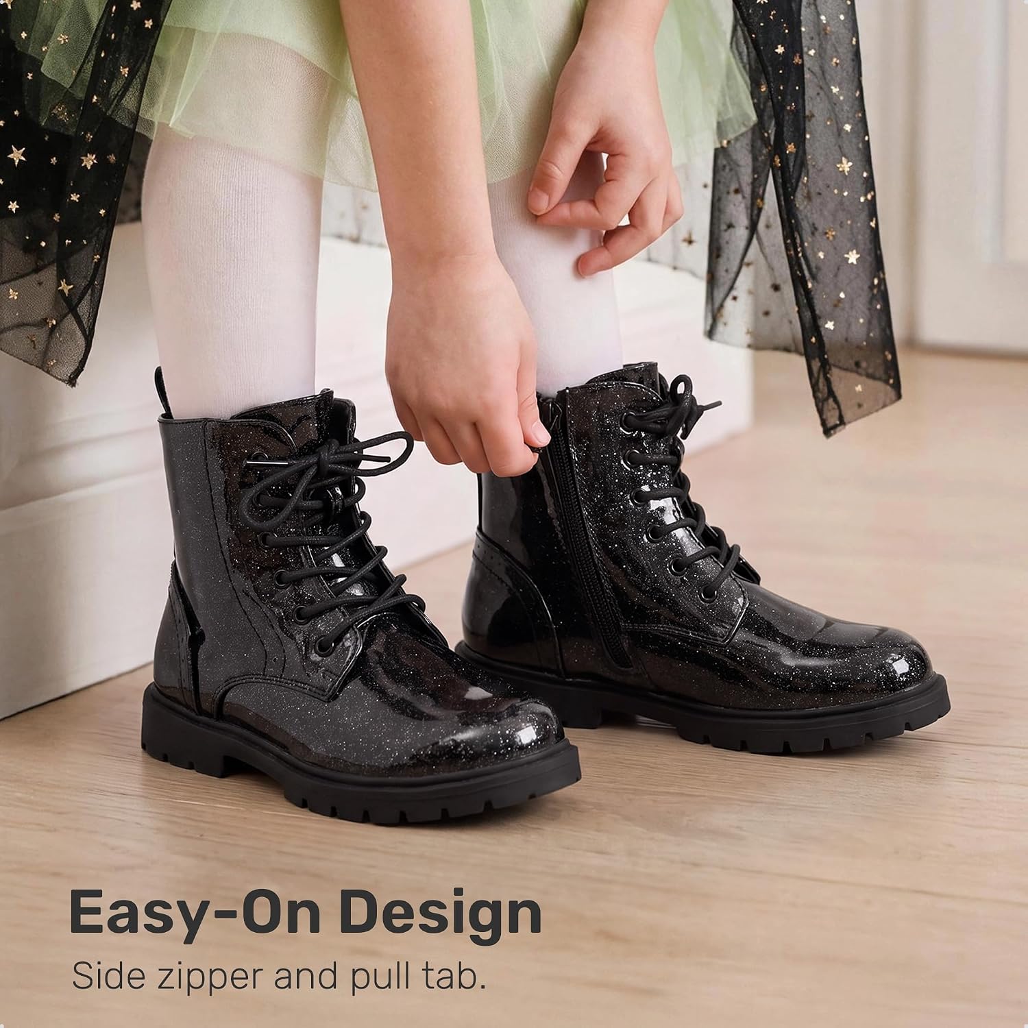 DREAM PAIRS Girls Ankle Combat Boots Boys Kid Shoes
