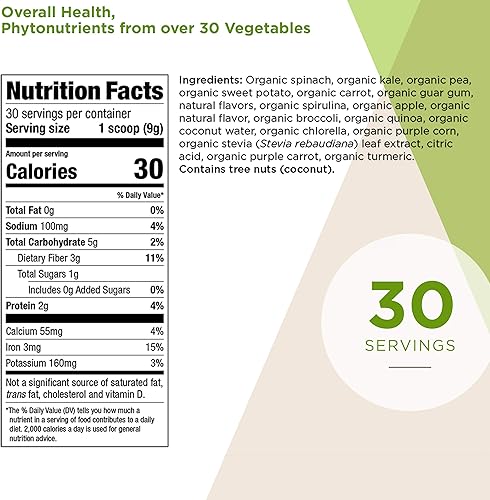 Miniatura 2 de Isagenix Organic Greens, mezcla de bebida orgánica de superalimentos de fitonutrientes con espinacas orgánicas, col rizada, espirulina, clorella,