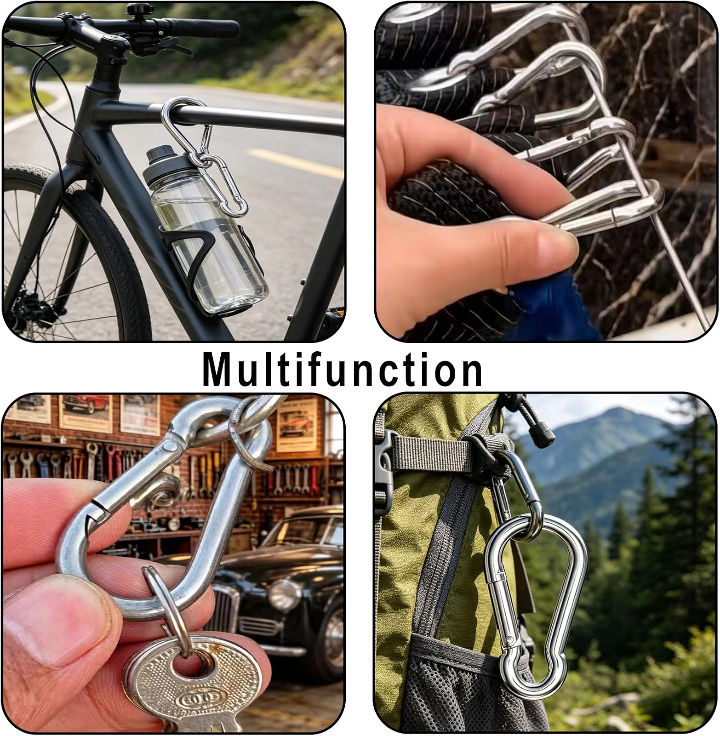 30 Pack 3" Heavy Duty Spring Snap Hooks – M8 5/16" Galvanized Steel Carabiner Clip, for Home Gym, Outdoor, Travel, Swing, Hiking, Kayak