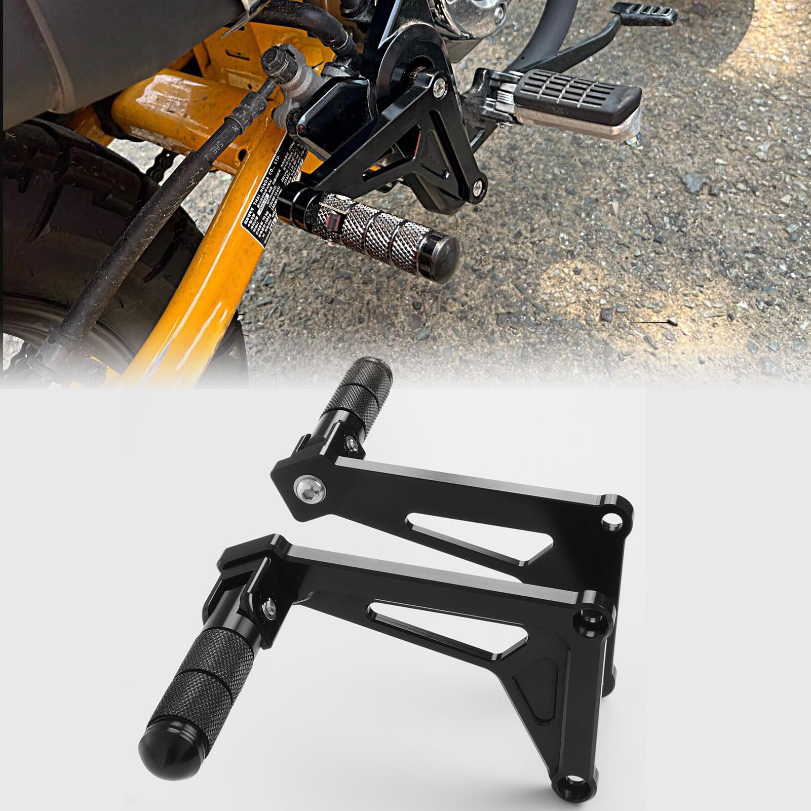 WOOGA Extensiones de clavija de pie trasero de pasajero estriberas extendidas Pedal Reposapiés plegable para Ho&nda Monkey 125 / Z125 Z 125 Accesorios 2018-2025 (JB02/JB03) (Estilo B - Negro)