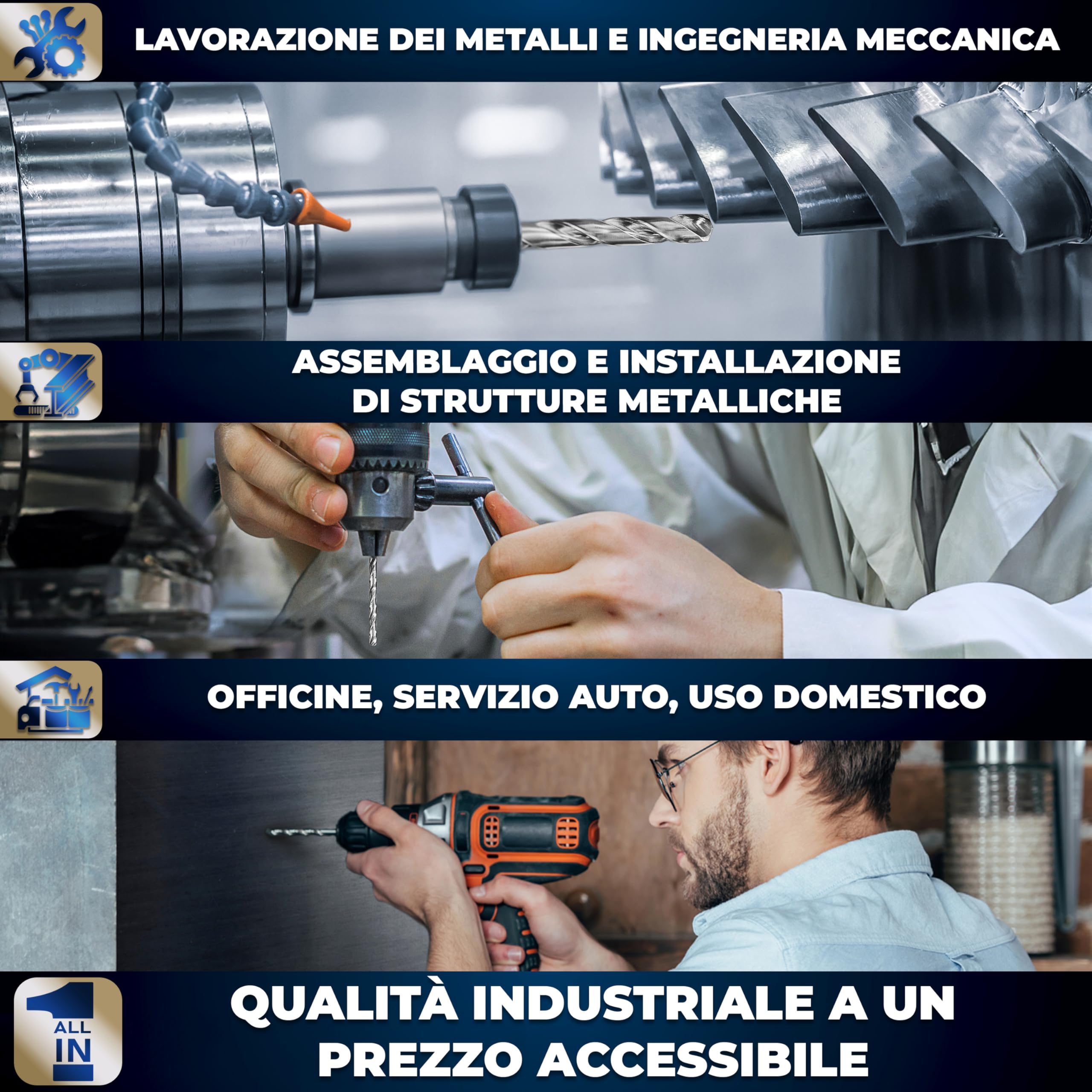 S&R 25 Punte Trapano Metallo Rettificate (1-13mm) 118 °, serie GM, DIN 338, HSS- Acciaio, Cassetta di metallo, Qualità Professionale