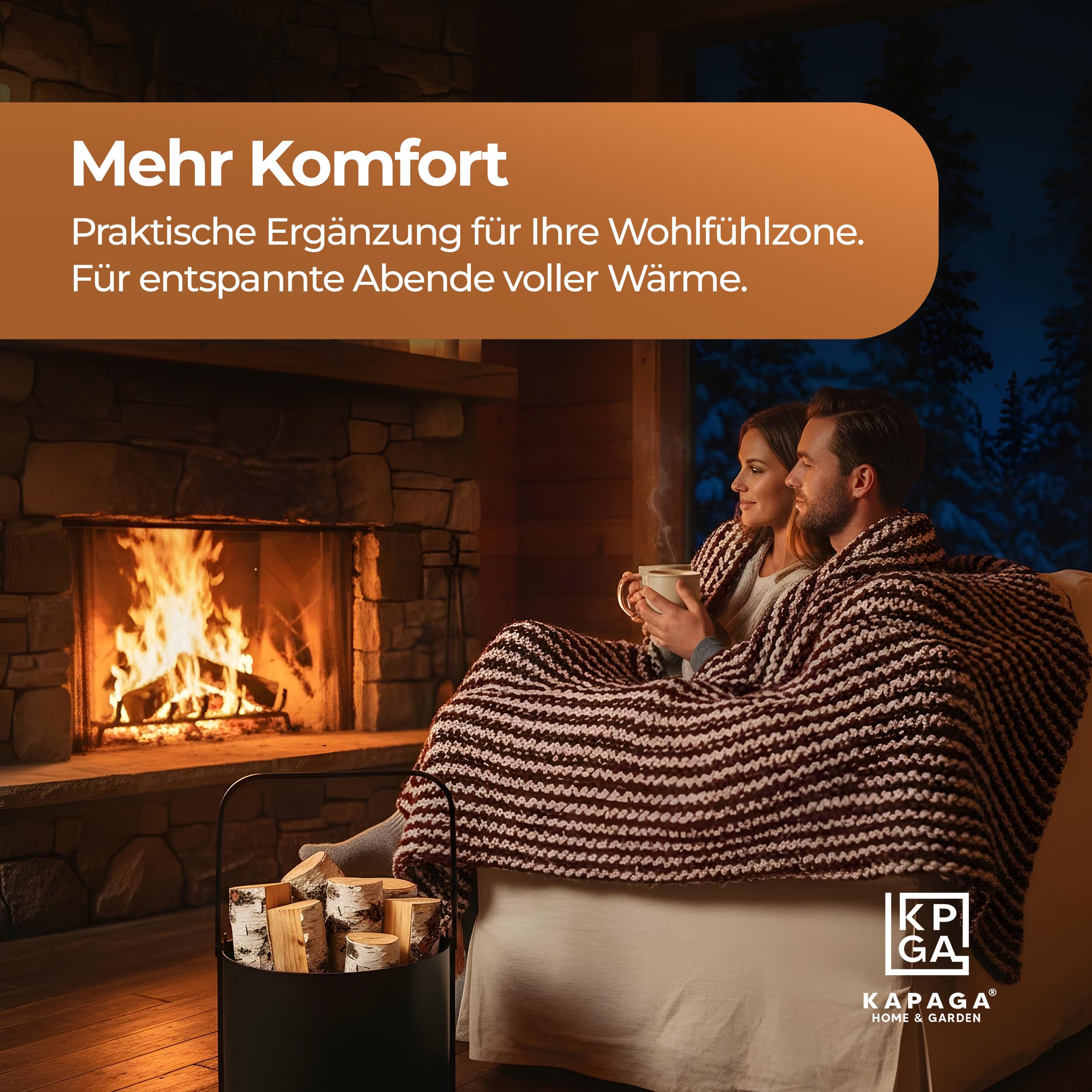 Kapaga - Holzkörbe, Kaminholzkorb aus Metall ⌀ 40 cm, Holzlager innen, Geschweißt - Sofort einsatzbereit, Pulverbeschichtet, Stabiler Holzständer, Feuerholzkorb, Faltbarer Korb mit Griff