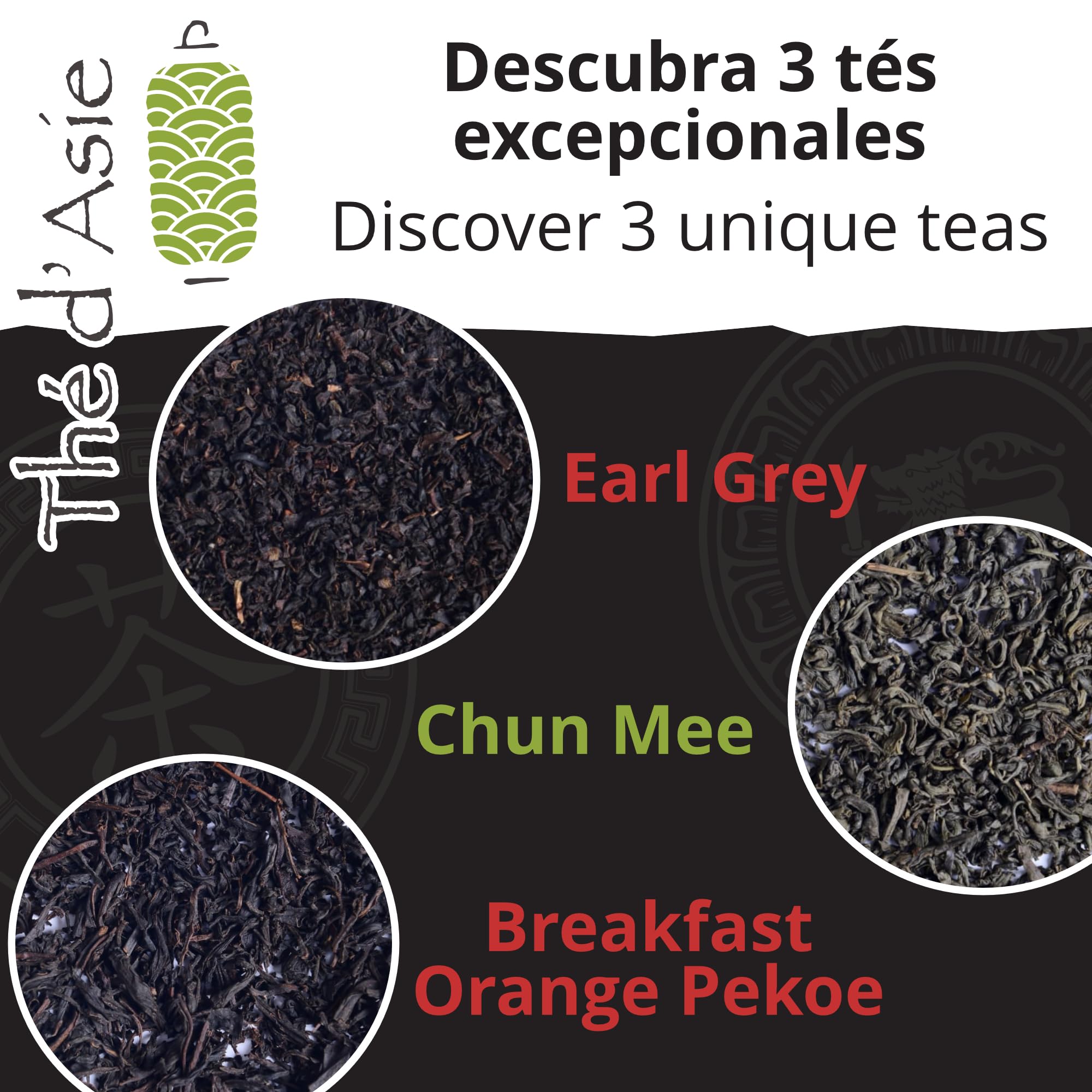 Set de 3 Tés Desayuno - Earl Grey, Chun Mee & Breakfast OP - 3 x 20 Bolsitas de Té Orgánicos - Caja de Regalo