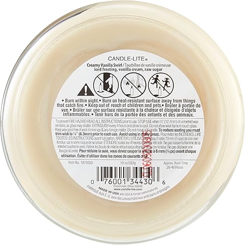 Miniatura 9 de Candle-lite Velas perfumadas, fragancia cremosa de remolino de vainilla, una vela de aromaterapia de 10 onzas con tres mechas con 20-40 horas de