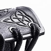 Vista 23 de 100% Genuine Leather Handmade Wrist Cuffs Bracers - LARP Gauntlet - Real Leather Wristbands - LARP Accessories Viking Cosplay Armor Bracelet